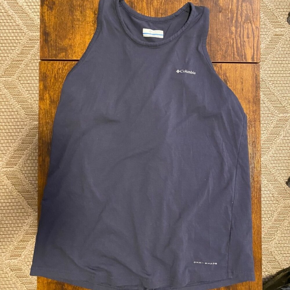 Columbia Women’s Navy Blue Racerback Tank Top – Size Small, Loose Fit